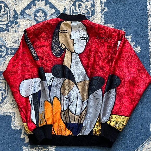 Vintage 80s Picasso Art Jacket Reversible Windbreaker Sz L RARE - Picture 2 of 5